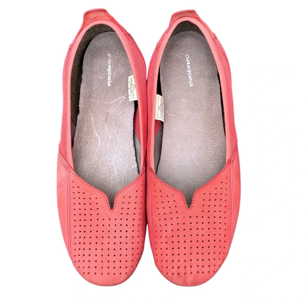 Patagonia Maha Ballet Flats Perforated Leather Mesh Coral Pink Size 9 Casual